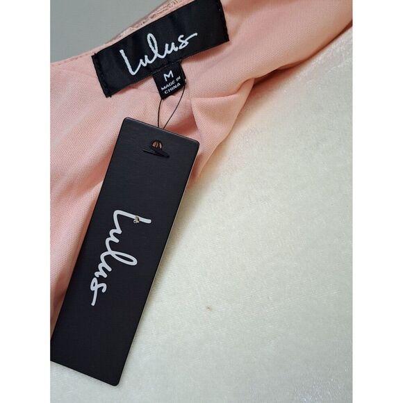 Lulu's Woman's Peach Pink Halter Lace Party Barbie Core Cocktail Dress Medium - Picture 7 of 8